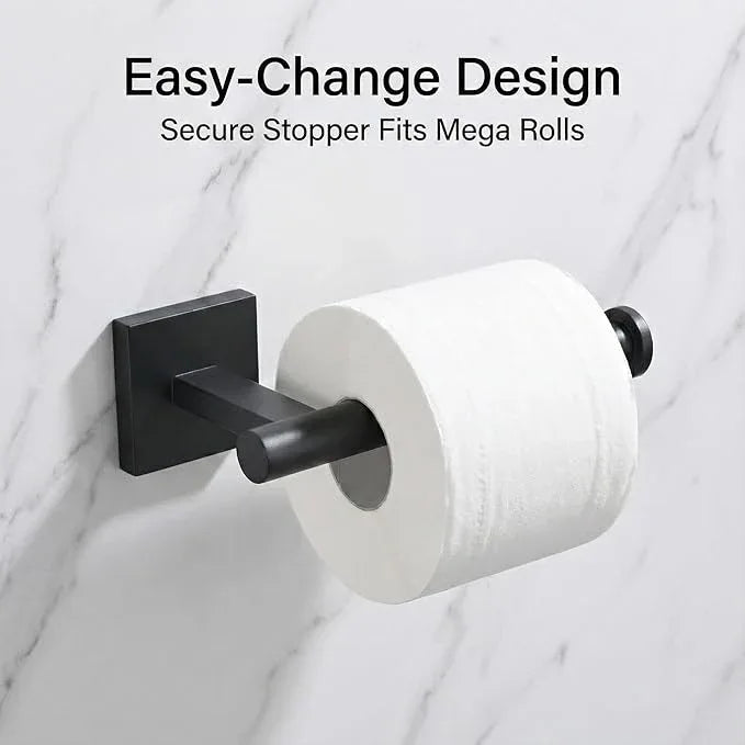 16" Matte Black Bathroom Hardware Accessories Set 5-Piece for RV Camper, SUS304 Stainless Steel Rustproof Towel Bar Kit, Durable Powder Coated Finish with 2 Robe Hooks (Matte Black) - ModernBath