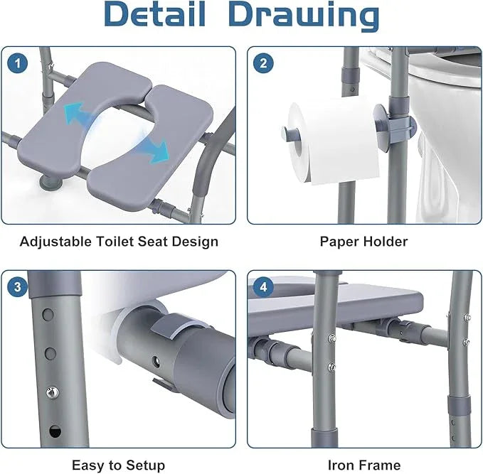 Dedibody Toilet Seat Risers for Seniors, Raised Toilet Seat with Handles, Adjustable Height & Width, Heavy Duty Up to 550lb Handicap Elevated Toilet Seat for Elderly, Pregnant, Fit Any Toilet - ModernBath