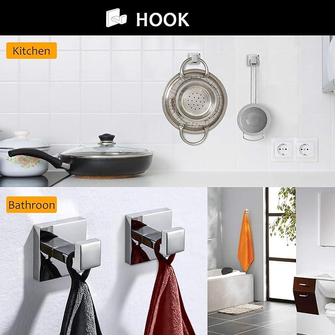 TNOMS Bathroom Hardware Accessories Set Polished Chrome Towel Bar Sets Include Towel Bar Towel Holder Toilet Paper Holder Towel Hook,5 Pieces Stainless Steel Wall Mounted - ModernBath