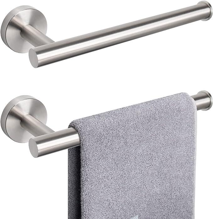 NearMoon Hand Towel Holder/Towel Ring, Thicken Stainless Steel Hand Towel Bar for Bathroom, Rustproof Wall Mounted Towel Rack, Contemporary Style Bath Accessories, 9 Inch (2 Pack, Brushed Nickel) - ModernBath