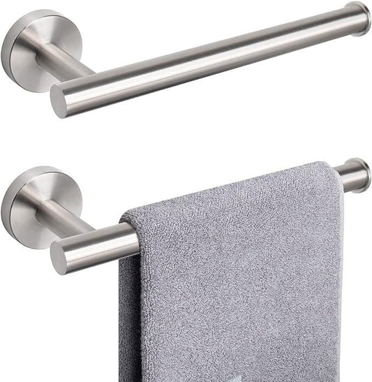 NearMoon Hand Towel Holder/Towel Ring, Thicken Stainless Steel Hand Towel Bar for Bathroom, Rustproof Wall Mounted Towel Rack, Contemporary Style Bath Accessories, 9 Inch (2 Pack, Brushed Nickel) - ModernBath