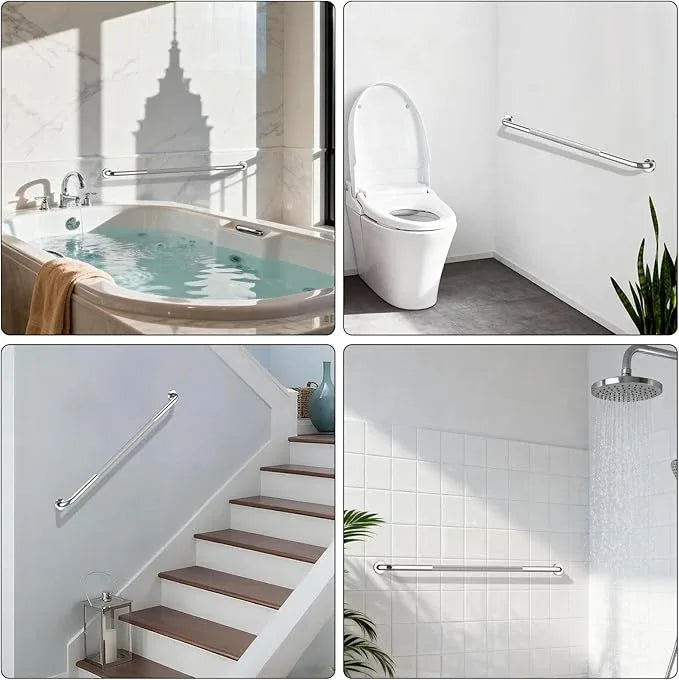 48 Inch Anti Slip Shower Grab Bar, 2 Pack Munzong Bathroom Grab Bar for Showers, Brushed Nickel Knurled Handicap Balance Bar,Safety Hand Rail Support Elderly Senior Assist Bath Handle - ModernBath
