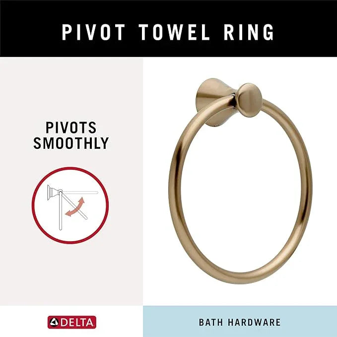 Delta Lahara (1-Pack) Hand Towel Holder Champagne Bronze Towel Racks for Bathroom Wall Round Towel Ring Holder for Bath Towel Hanger for Kitchen, Bathroom Accessories 73846-CZ - ModernBath