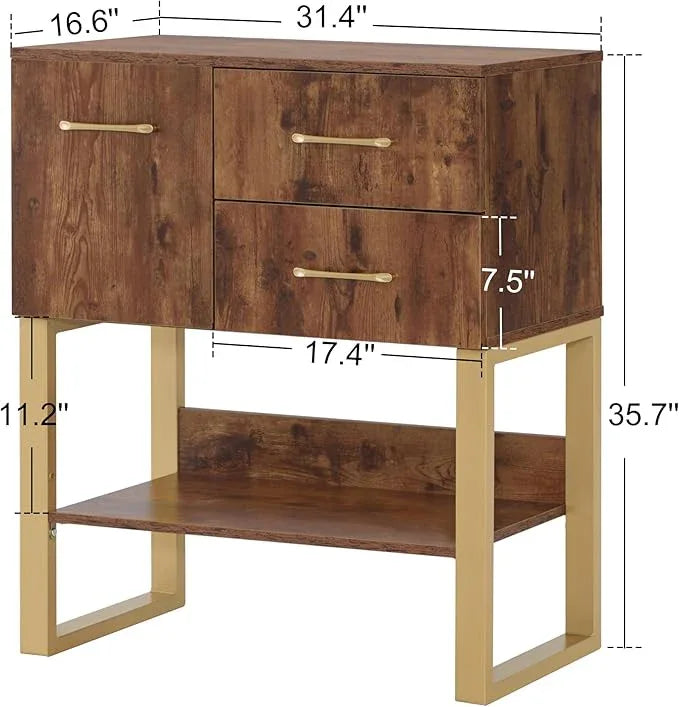 BarberPub Styling Barber Station, Wall Mount Storage Cabinet, Salon Equipment for Hair Stylist, Spa Beauty Makeup Organizer, Bathroom Dresser with Drawers & Shelf 3185 (Rustic Brown) - ModernBath