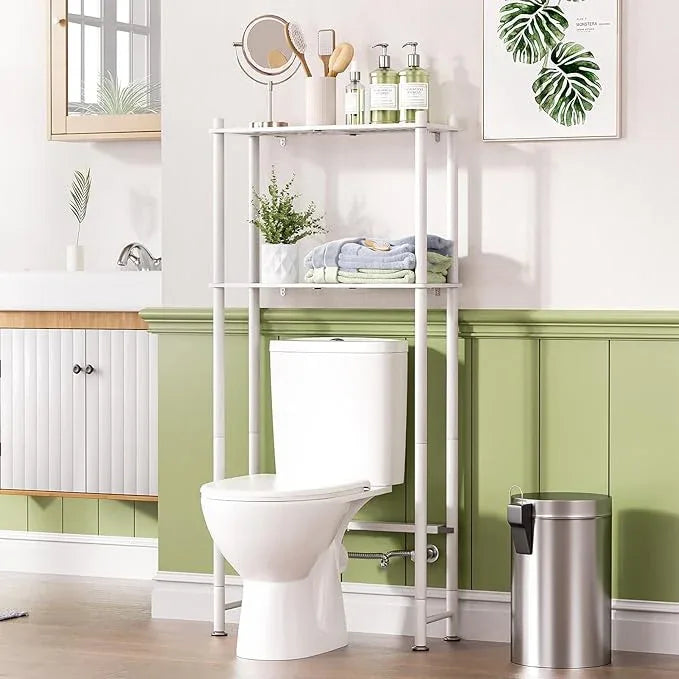AmazerBath Bamboo Over The Toilet Storage Shelf, 2-Tier Over Toilet Bathroom Organizer Rack, Bathroom Shelves Over Toilet Space Saver, White - ModernBath