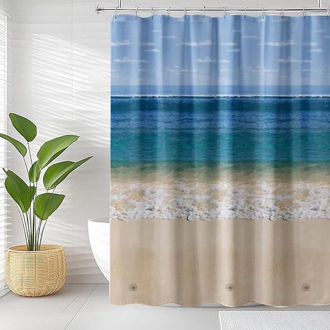 TIKABC Shower Curtain Liner, 4G PEVA Shower Liner, Plastic Waterproof Shower Curtains, 72x72 inch with Grommet Holes 3 Magnetic Weights - ModernBath