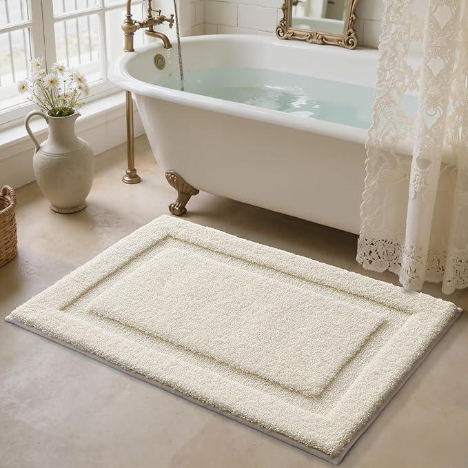 LUMI Ultra Soft Bathroom Rugs Non Slip with Rubber Backing, Absorbent Washable Bath Mat Quick Dry, Upgraded Premium Microfiber Plush Carpet for Bathtub and Shower Floor, Ivory White, 20x32 - ModernBath