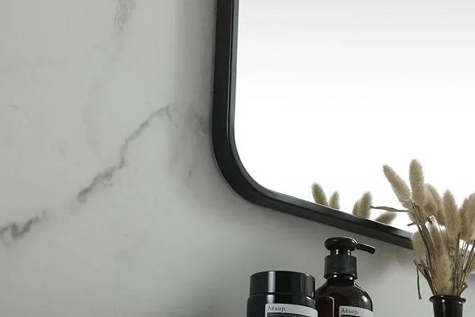 ARS Concepts Aura, Soft Corner Metal Square Mirror 42X42 Inch in, Modern, Black - ModernBath