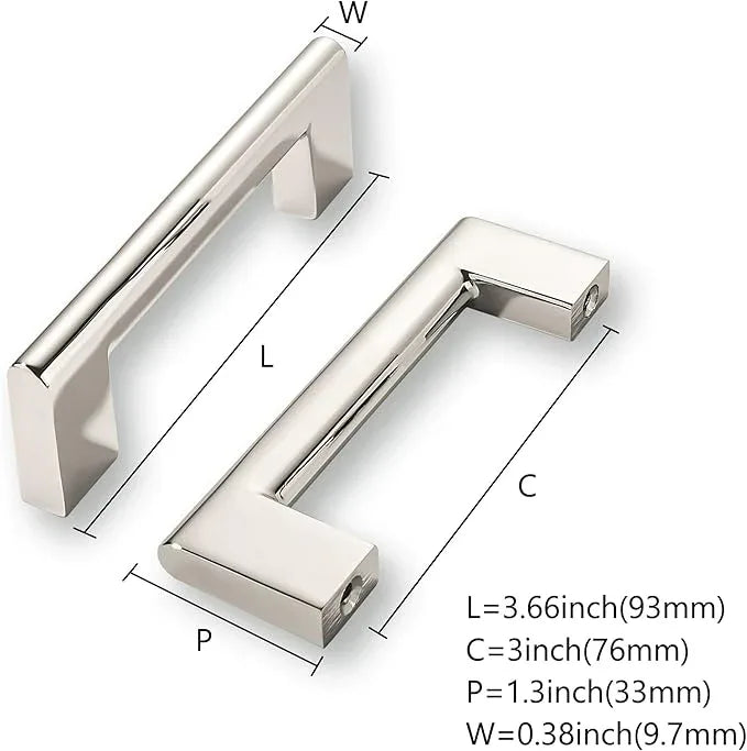 khtumeware 3 Inch Hole Center 6 Pack Polished Nickel Cabinet Pulls Heavy Duty Solid Kitchen Drawer Handle, Hardware for Bathroom, Drawer, Cabinet, Door Cabinet - ModernBath
