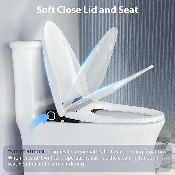 Baotree Electric Toilet Seat, Elongated Smart Heated Toilet Seat with Warm Water & Dryer, Feminine & Child Hip Wash, Wireless Remote, Self-Clean, Stainless Steel Nozzle, Adjustable Water Pressure - ModernBath