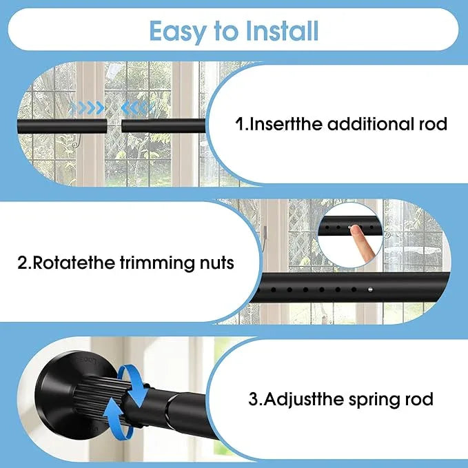 Tension Curtain Rod 51–168 In (4.25–14 ft),Extra Long Outdoor Curtain Rod for Window or Bathroom Patio,Easy to Install No Drilling Never Rust,Heavy Duty Adjustable Spring Shower Rod - ModernBath