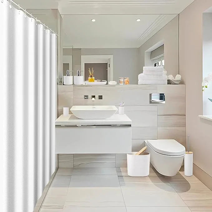 XLHOMO White Bathroom Set, White Bathroom Accessories Set with Shower Curtain, Bath Towel Set, Trash Can, 2PCS Soap Dispensers, Soap Dish, Toothbrush Holder and Cup,Toilet Brush for Bathroom Decor - ModernBath