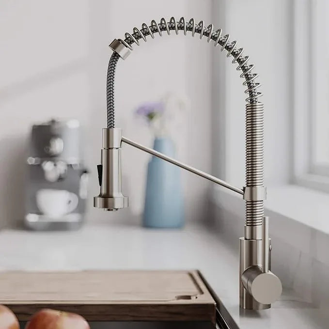 KRAUS Bolden Commercial Style 2-Function Single Handle Pull Down Kitchen Faucet in Spot-Free Stainless Steel, KPF-1610SFS - ModernBath