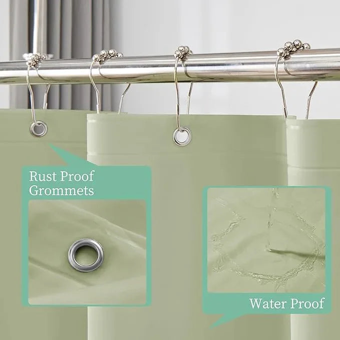 Mrs Awesome Sage Shower Curtain Liner with 3 Magnets, 72x72 Premium Flexible Sturdy Plastic Shower Curtain for Bathroom Lightweight & Waterproof, Desert Sage - ModernBath
