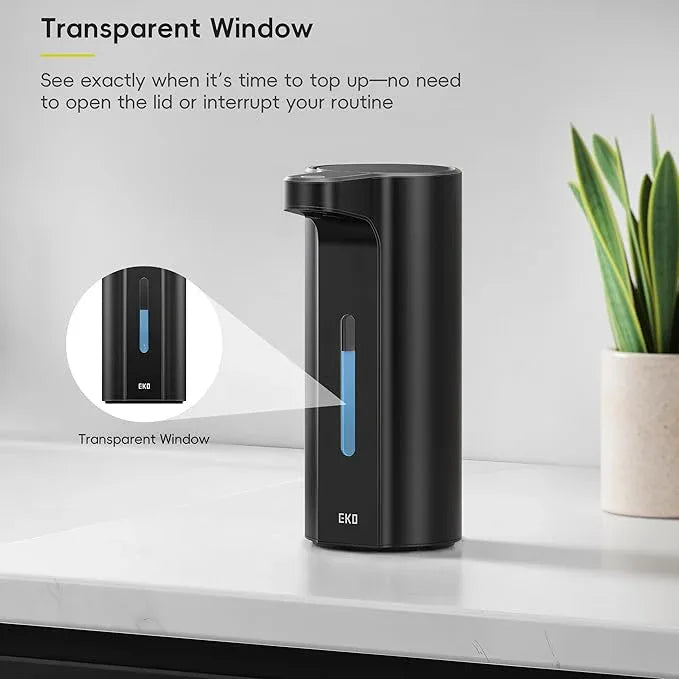 EKO Aroma Pro 13.5 fl oz Touchless Automatic Liquid Soap Dispenser, Rechargeable Hand & Dish Soap Dispenser for Bathroom and Kitchen, Waterproof, Adjustable Volume Control (Matte Black) - ModernBath