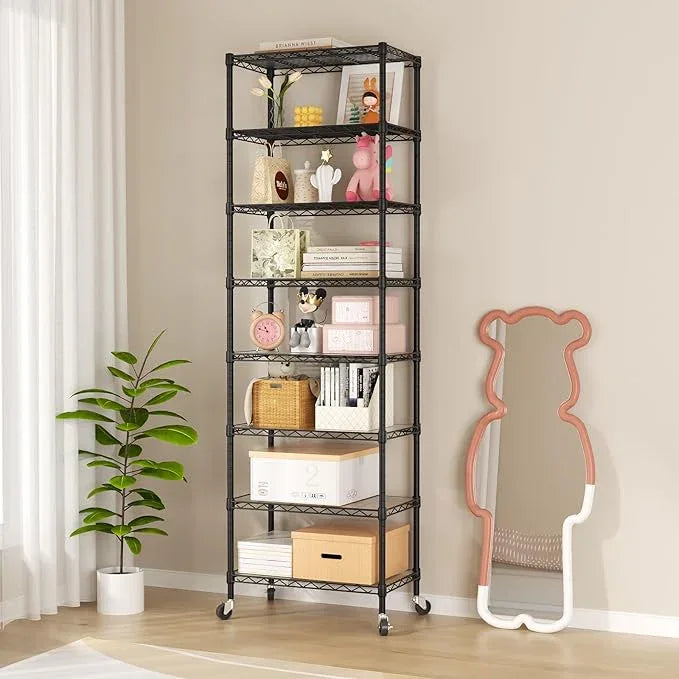 SINGAYE 8 Tier Shelf Organizer Storage Metal Shelves Garage Wire Shelving Unit Pantry Rack Adjustable Standing Storage for Kitchen Closet Laundry Bathroom Pantry 12" D x 22" W x 74" H Black - ModernBath