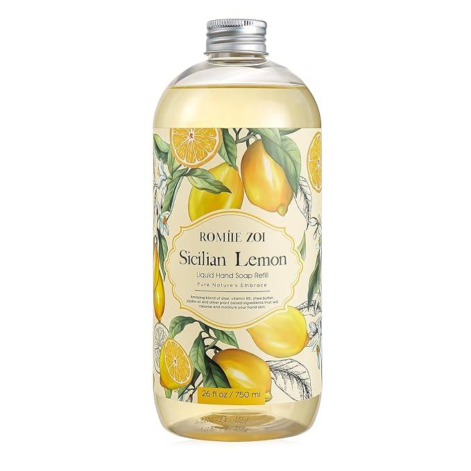 ROMIIE ZOI Liquid Hand Soap Refills, Lemon, Gentle & Moisturizing Formula, 750 ML/ 26 FL OZ - ModernBath
