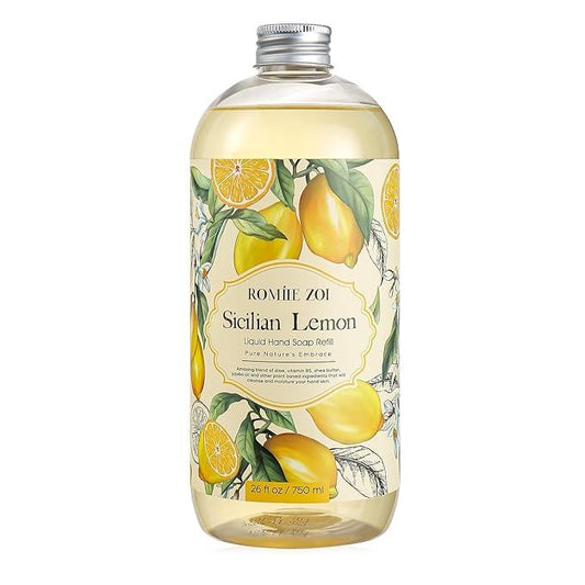 ROMIIE ZOI Liquid Hand Soap Refills, Lemon, Gentle & Moisturizing Formula, 750 ML/ 26 FL OZ - ModernBath