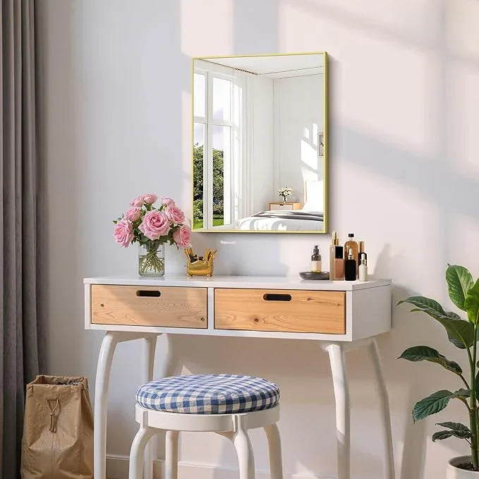 COFENY Gold Bathroom Mirror for Wall, 18x24 Inch Rectangle Mirror with Metal Frame, Modern Vanity Mirrors for Bathroom Living Room, Entryway Hangs Horizontal or Vertical - ModernBath