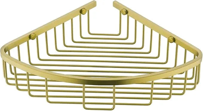 orhemus 304 Stainless Steel Shower Caddy Corner Basket Shelf Bathroom Organizer Wall Mounted Storage, Brushed Gold Brass Finish Heavy Duty - ModernBath