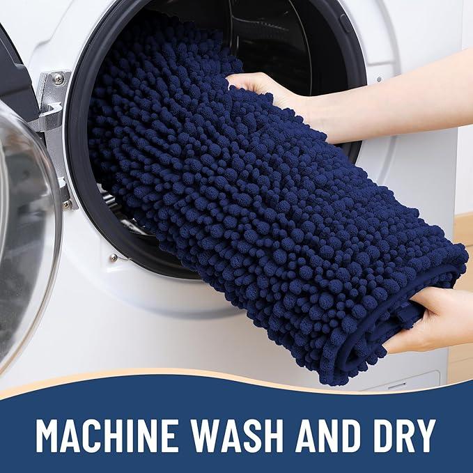 Arotive Luxury Chenille Bathroom Rug Mat, Extra Soft Thick Absorbent Shaggy Bath Rugs, Non-Slip Machine Wash Dry, Plush Bath Mats for Bathroom, Shower and Tub, 40x32, Navy - ModernBath