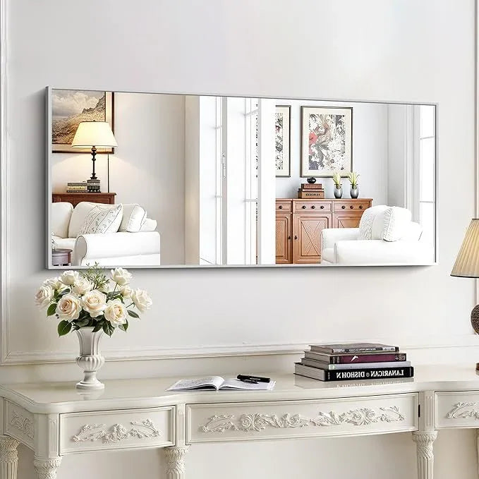 KOCUUY Silver Framed Mirror, 20"x48" Rectangle Bathroom Mirror for Wall, HD Tempered Glass, Anti-Rust Frame, Modern Design for Bathroom, Bedroom, Living Room, Entryway - ModernBath