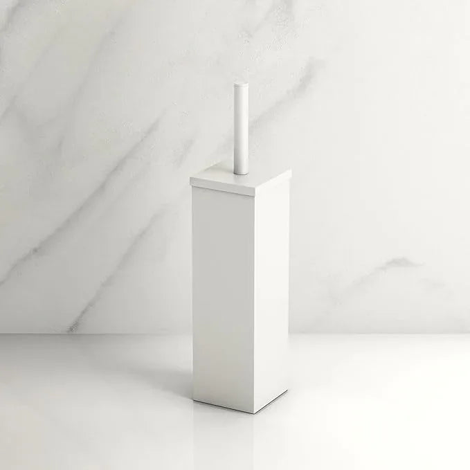 Gatco 1488W Elegant Square Toilet Brush Holder, Matte White - ModernBath