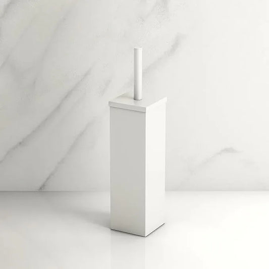 Gatco 1488W Elegant Square Toilet Brush Holder, Matte White - ModernBath