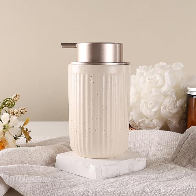 BosilunLife Dish Hand Soap Dispenser - Liquid Pump Soap Dispenser for Bathroom Decro Aprcot 12oz Ceramic Kitchen Dish Dispenser with Rust-Proof Liquid Pump Modern Refillable Lotion Bottles - ModernBath