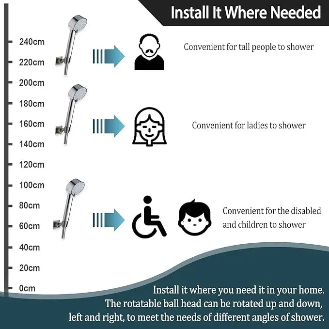 Shower Head Holder All Meta lHandheld Shower Wand Bracket Adhesive Shower Wall Mount Holder Brass Shower Spray Holder Black, Drill Free Glue Installation - ModernBath