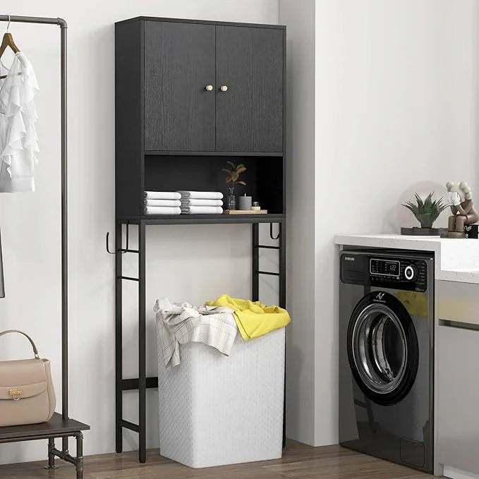 Over-The-Toilet Storage Cabinet, Freestanding Bathroom Organizer with Metal Frame, Adjustable Shelf & Open Compartment, Space Saver for Toilet & Laundry Room - ModernBath