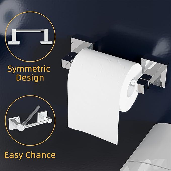 RUACQ 3 Pieces Bathroom Hardware Set, SUS 304 Stainless Steel Toilet Paper Holder, Towel Ring, 18-inch Towel Bar Set, Wall Mounted, Heavy Duty(Chrome) - ModernBath