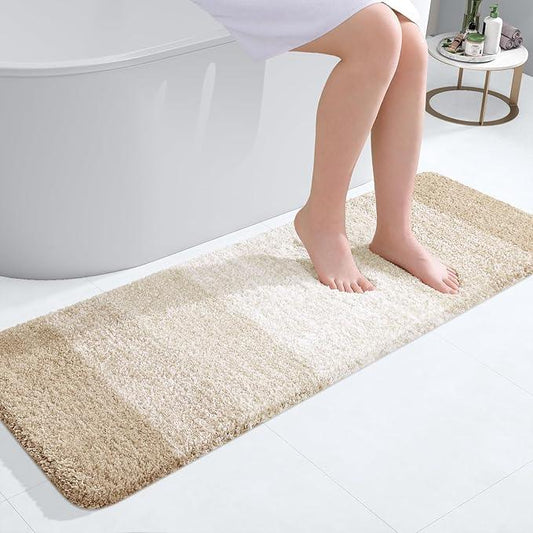 OLANLY Bathroom Runner Rugs 47x17, Extra Soft Absorbent Microfiber Bath Rugs, Rubber Backing, Quick Dry, Washable Bath Mats for Bathroom Floor, Tub and Shower, Home Decor Accessories, Light Beige - ModernBath