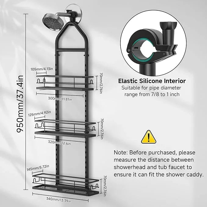 XDMsuxd 3 Tier Hanging Shower Head Caddy, Adjustable Hanging Shower Caddy Over Showerhead, No Drilling Handing Racks Rustproof for Bathroom Shampoo Soap Storage - ModernBath
