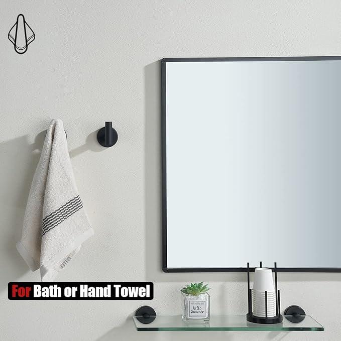 JQK Black Bathroom Towel Hook, Coat Robe Clothes Hook for Bathroom Kitchen Garage Wall Mounted (4 Pack), 304 Stainless Steel Matte Black, TH100-PB-P4 - ModernBath