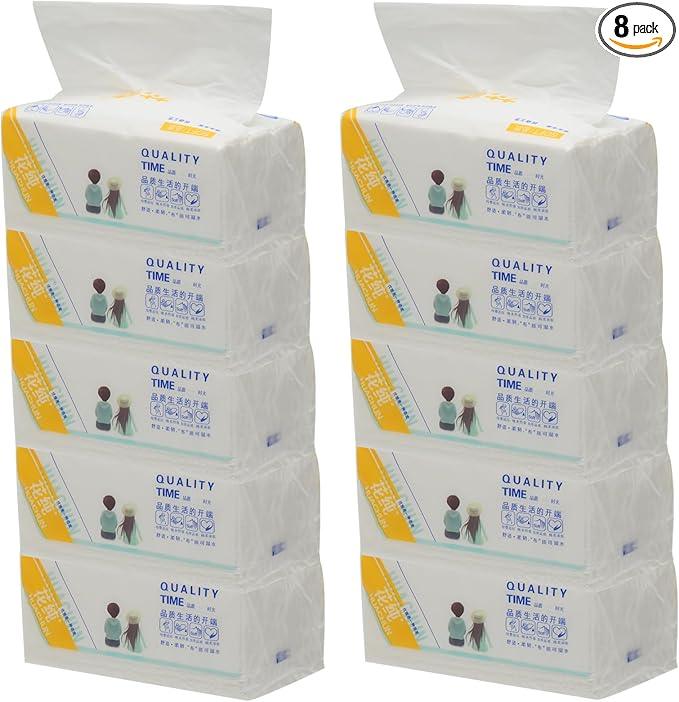 Small Soft Facial Tissues, Toilet Paper, Disposable Facial Napkins, Bag Cover NOT In Box, Material Wood Pulp Fiber NOT COTTON, 4-Ply, 8 Packs, 400 Sheets per Pack - ModernBath