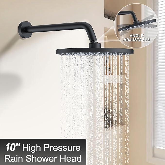 KOJOX Shower System- High Pressure Shower Head- 3 Setting Headheld Shower Head Fixtures- Shower Valve Included (Matte Black) - ModernBath