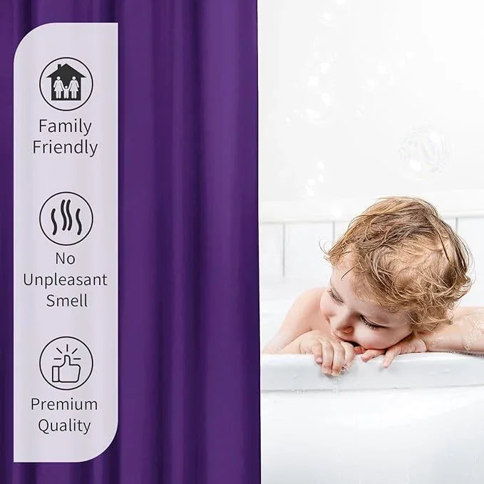 Gibelle 2 Pack Purple Fabric Shower Curtain or Liner, 72x72 Waterproof Shower Curtain Liner for Bathroom with Metal Grommets and 12 Plastic Hooks, Soft Cloth & Hotel Quality, Machine Washable - ModernBath