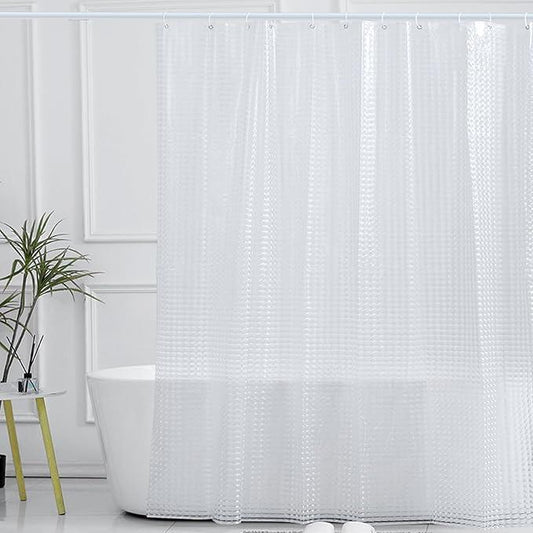EVA 3D Crystal Clear Shower Curtain Liner,Thin Lightweight Ice Cube Bathroom Shower Showroom Inner Curtain with Rustproof Metal Grommet Holes No Odors, Eco Friendly (71x71, Clear) - ModernBath