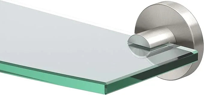 Gatco 4676 Reveal Tempered Curved Glass Shelf, 20.13" W X 5.40" D, Satin Nickel - ModernBath