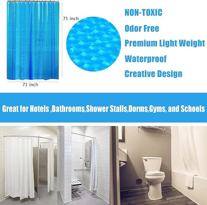 EVA Shower Curtain Liner Blue Shower Curtain 3D Water Cube Clear Shower Curtains for Bathroom with 12 Rust Proof Metal Grommets,Clear EVA Shower Liner for Girly Bathroom Shower Stall 71x71 Inches - ModernBath