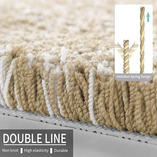 Yimobra Long Bathroom Rug Non Slip Washable, Soft Absorbent Microfiber Bath Mat, Dual-Tone Decor Rug with Rubber Backing for Bathroom Floor,Tub and Shower,47x24,Home Essentials,Light Beige and White - ModernBath