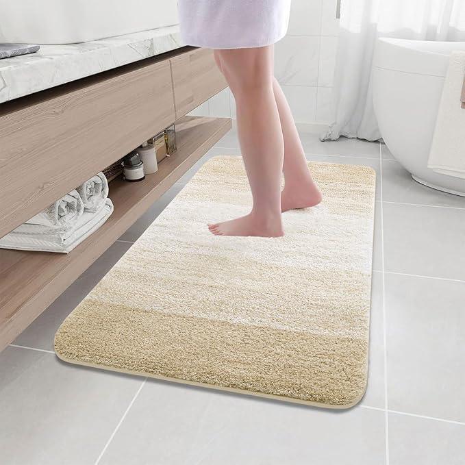 Arotive Microfiber Bathroom Rugs, Shaggy Soft and Absorbent Bath Rug, Non-Slip, Thick Plush Machine Washable Dry Bath Mats for Bathroom, Tub and Shower, 44x24, Light Beige, Rectangular - ModernBath