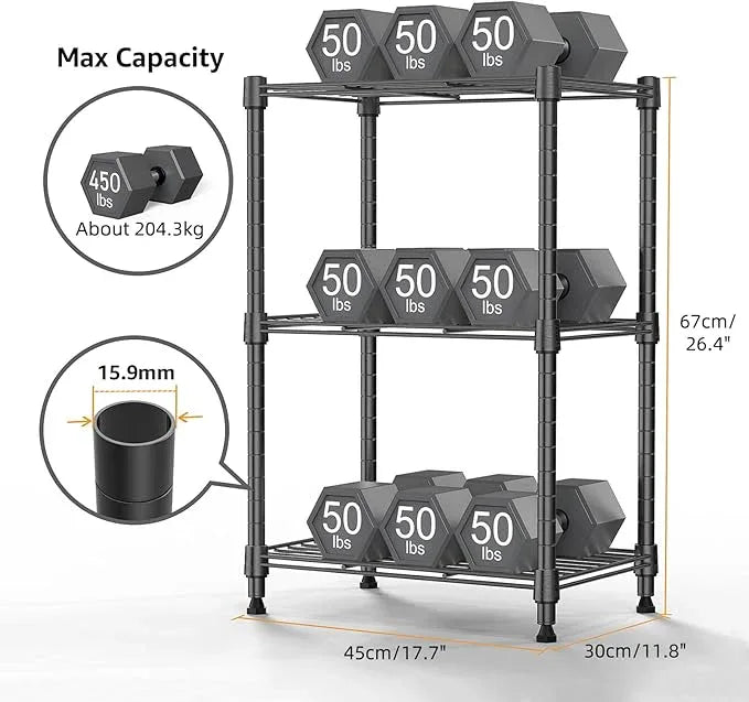 450 lbs Steel Storage Shelving 3-Tier Utility Shelving Unit Steel Organizer Wire Rack for Home,Kitchen,Office (11.8" D x 17.7" W x 26.3" H) | 450 lbs, for Home, Kitchen, Office - ModernBath