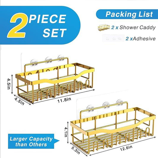 EUDELE Shower Caddy 2 Pack, Adhesive Organizer for Bathroom Storage, Home Decor & Kitchen, No Drilling, Rustproof Stainless Steel Shelf, Bathroom Decor Sets - ModernBath