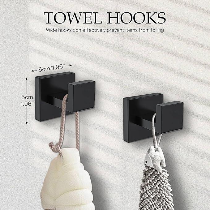 Matte Black Bathroom Hardware Accessories Set 5-Pieces Black Towel Bar Set Stainless Steel Towel Holder Set 16 Inch Towel Bar,Towel Racks Set for Bathroom Wall Mounted - ModernBath