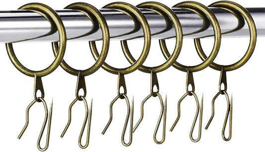 Hotop 30 Pcs Metal Drapery Curtain Rings 0.98/1.26/1.65 inch Interior Diameter and 30 Pcs Hanging Curtain Drapery Pin Hooks for Window Door Shower(Oil-Rubbed Bronze,25mm) - ModernBath