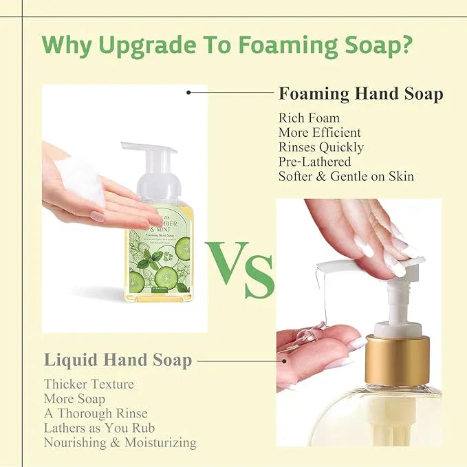 ROMIIE ZOI Foaming Hand Soap Refill Gift Set – 3 Pack (1000ML Each) with Dispenser – Cucumber & Mint Scent – Gentle & Moisturizing Plant-Based Formula – Bulk Refill Bottles for Bathroom & Kitchen Use - ModernBath