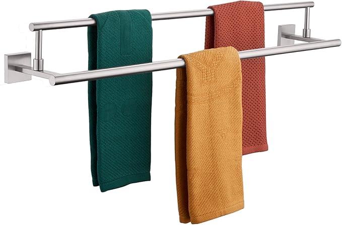 KOKOSIRI Bath Towel Holders Brushed Nickel Bathroom Rack 36 Inch Double Towel Bars Overlength Kitchen Rails Stainless Steel B5009BR-L36 - ModernBath