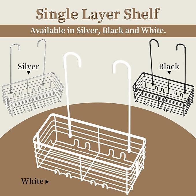 DELLAN Hanging Shower Caddy, Shower Rack Hanging for Bathroom, Shower Rack with Hooks Over the Door, Bathroom Shower Caddy and Basket(White) - ModernBath
